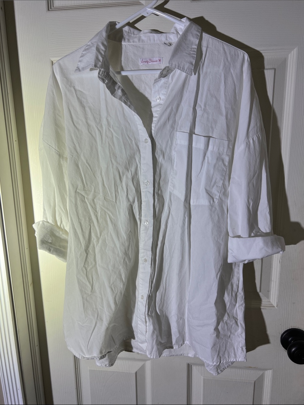 Women's Relaxed White Button-Front Blouse
